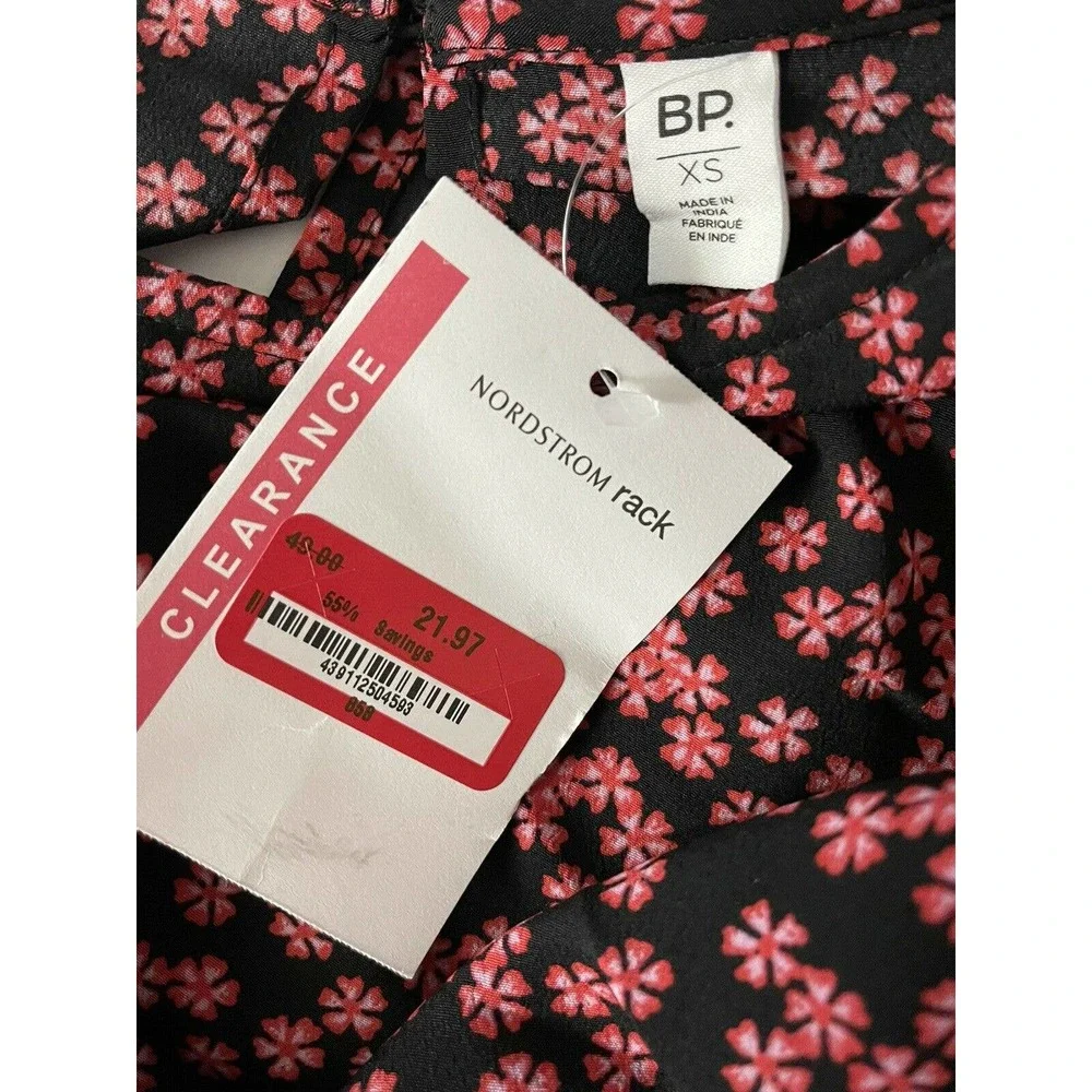 BP Black Graphic Blooms Long Sleeve Dress Size XSmall - Picture 12 of 12